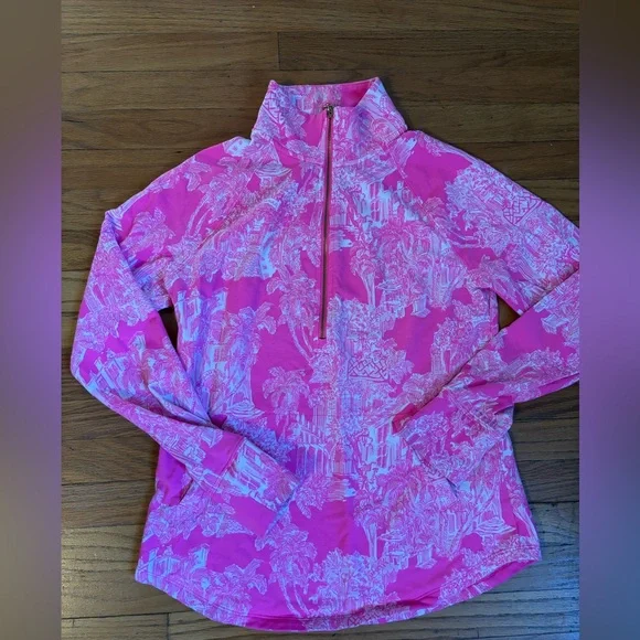 Lilly Pulitzer UPF 50+ Skipper Popover Anniversary Toile Pink XS - Picture 2 of 4